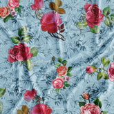 Ice Blue 3D Paisley Floral Digital Printed Fabric Online India